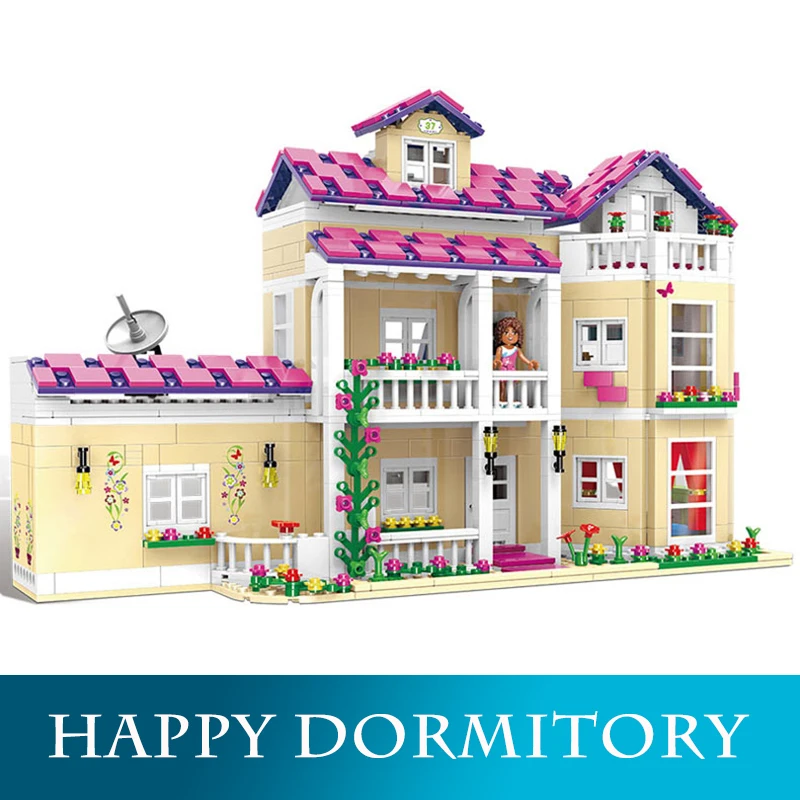 

Girl Series 12006 1334Pcs The Happy Dormitory Set Building Blocks Romantic Princess Doll House LegoINGLYs Model Bricks Toys Gift