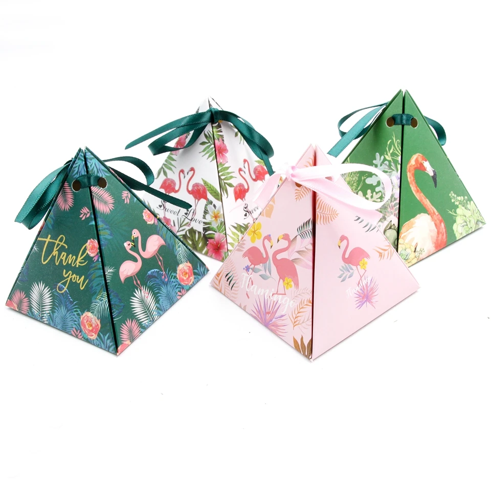 10 шт./лот красивая подарочная коробка для конфет 4 стиля Фламинго тематическая вечеринка на день рождения Декор свадебные сувениры и подарочные коробки вечерние принадлежности