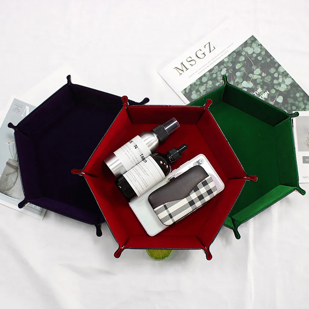 Шестигранный лоток для хранения PU кожаный складной шестигранный лоток для кости фиолетовая коробка с кубиками для RPG DnD игр игральные кости инструменты для хранения 8# G6