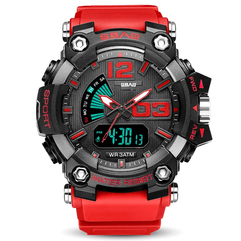 Мужские часы SBAO Модные прочные спортивные водонепроницаемые с силиконовым
