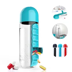 600 Ml 2 en 1 Organizador de Medicamentos Botella de Agua al Aire Libre 7 Compartimentos Pastillero con Biberón Portátil con Píldora Portátil 600 Ml 2 en 1 Organizador de Medicamentos Botella de Agua al Aire Libre 7 Compartimentos Pastillero con Biberón Portátil con Píldora Portátil