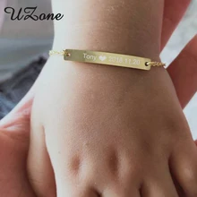 UZone Baby Custom Name Bracelet Stainless Steel Adjustable Toddler Child ID Personalized Engraved Bar Girl Boy Gift BFF