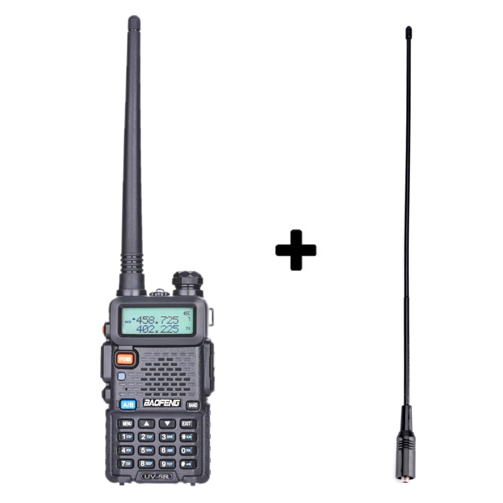 Baofeng UV-5R портативная рация Двухдиапазонная профессиональная 5 Вт UV 5R Ham двухстороннее радио UV5R портативная охотничья радиостанция КВ трансивер - Цвет: Add a long antenna