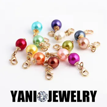 

Wholesale 12 Color Enamel Crystal Pearl Beads Charms with Lobster Clasp for Floating Locket Charms Pendant for Jewelry Making