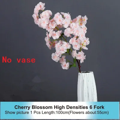 High Densities 4 6 fork Fake Cherry Blossom Flower Branch Begonia Sakura Tree Stem for Event Wedding Tree Deco Artificial Decora - Цвет: High 6 Fork