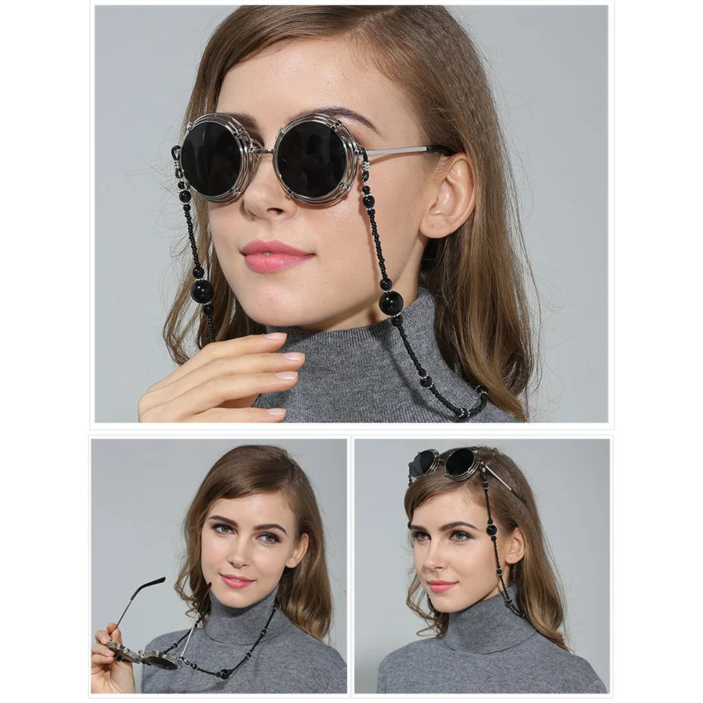 

Women Beaded Glass Eyeglass Chain Sunglasses Spectacles Anti Slip Hooks Holder Necklace for Travel Trip Outdoor Activity Hiking