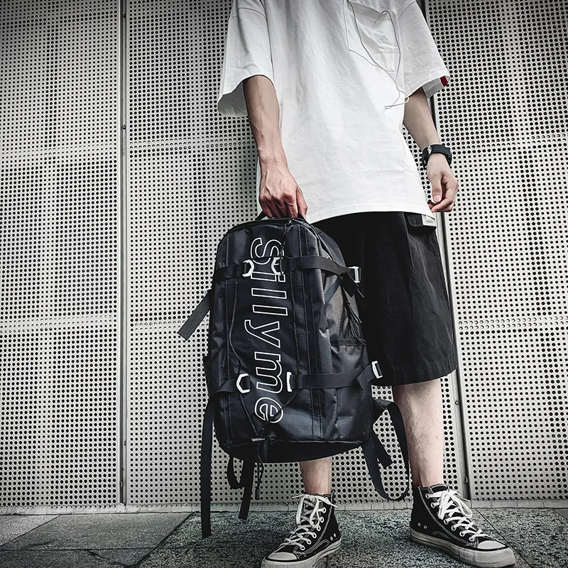

New Trendy Backpack Male Bag Letter Printing Large Backpacks Street Hip Hop Student Travel Bagpack School Bag for Boys Mochilas