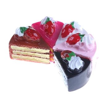 

5PCS Kawaii Flat Back DIY Miniature Artificial Fake Food Cake Resin Cabochon Decorative Craft Play Doll House Toy Hot Sale