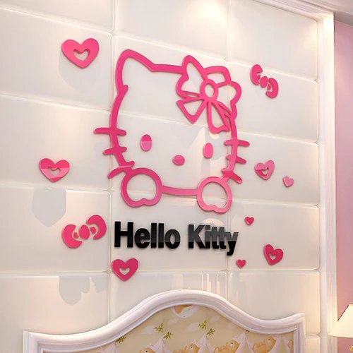 50*30 см 3D hello kitty Cat DIY настенные наклейки для детской комнаты спальни акриловые очаровательные Переводные картинки плакат домашний декор - Цвет: Синий