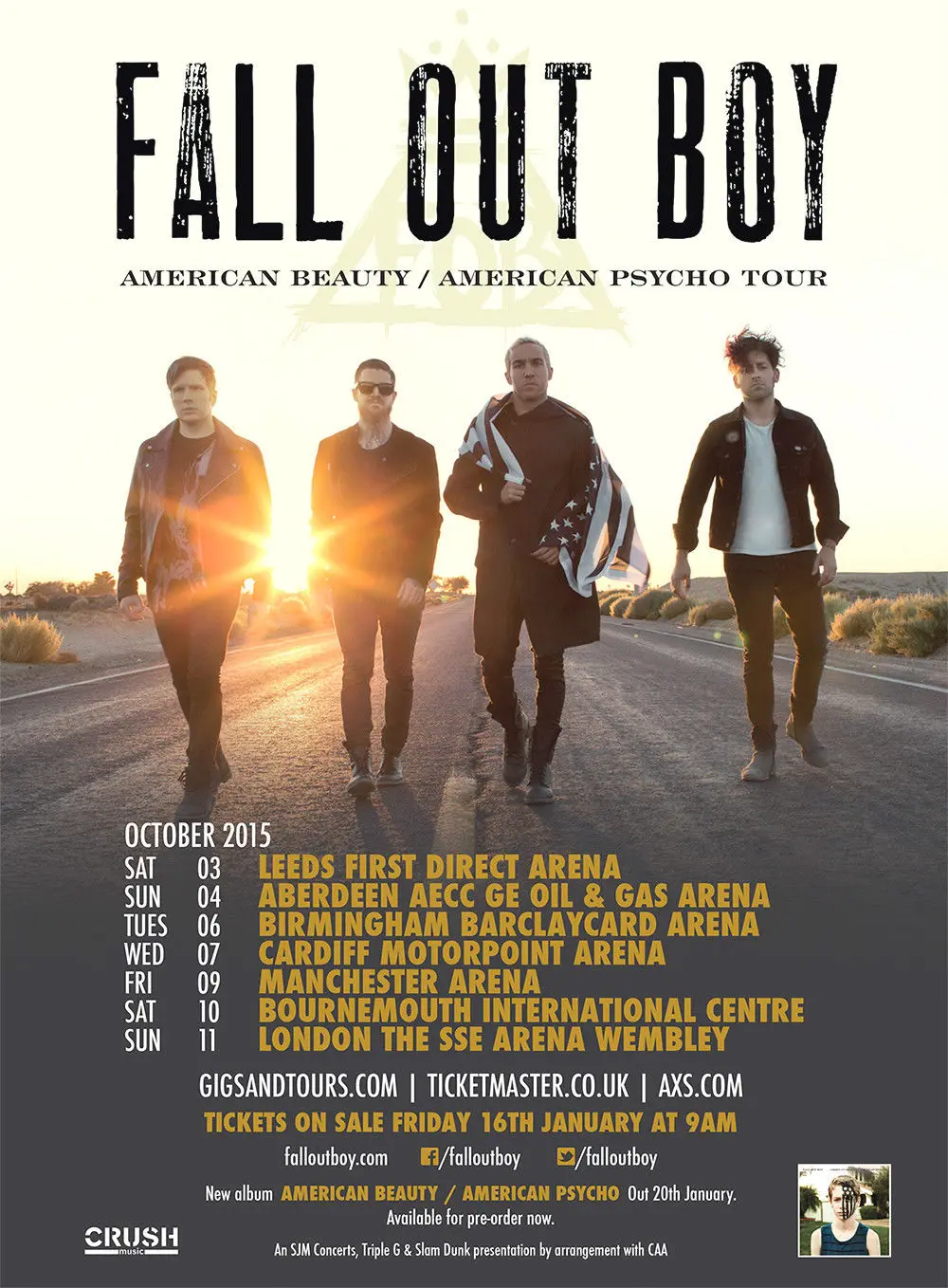 FALL OUT BOY TOUR SILK POSTER Decorative painting 24x36inch | Дом и сад