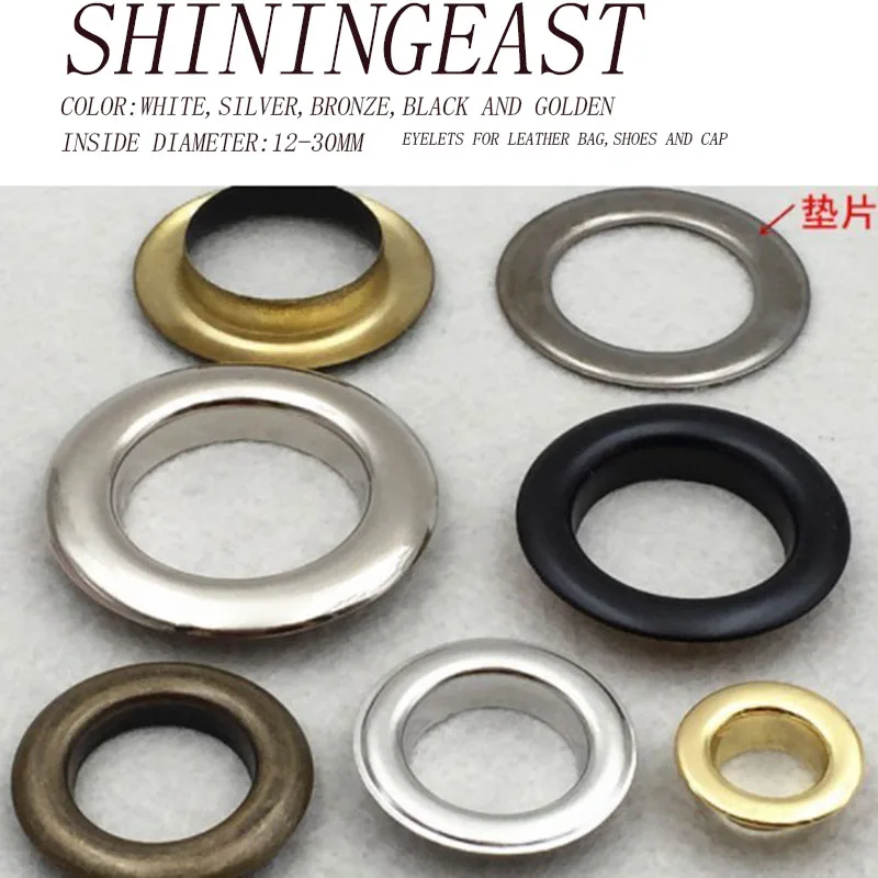 

20sets/lot D12-30mm silver golden bronze black large brass plane eyelets for Leathercraft Shoe Belt bag Clothes Accessories1832