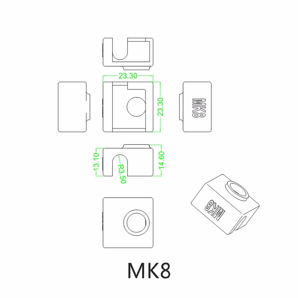 3d принтер MK8 силиконовые носки блок нагреватель силиконовая изоляционная Крышка для репликатора Anet a6 a8 i3 MK7/MK8/MK9