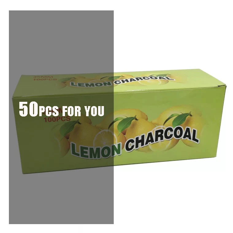 shisha coal 50pcs Lemon Charcoal 100pcs 35mm Quickly Light Charcoal For Shisha Hookah Chicha Sheesha Fast Burning Coal Sisha Easy 10s All Red Burn - Цвет: shisha coal 50pcs