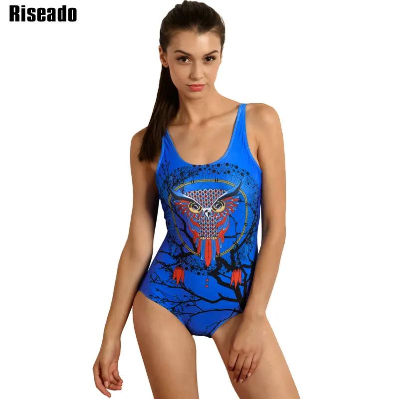 Riseado New 2018 One Piece Swimsuit Owl Printed Swimwear Women Sport Training Women's Swimming Suits Bathing Suits laivaors new swimwear women 2018 professional one piece swimsuit female sport competition swimming suits plus size bathing suits