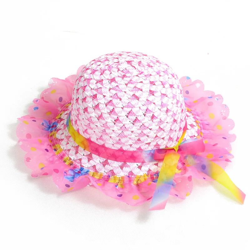 

Straw Hat Kids Character Ear Decoration Summer Cap Baby Sun Hat For Girl Boy Bucket Cap Children Hat Beach Panama Cap