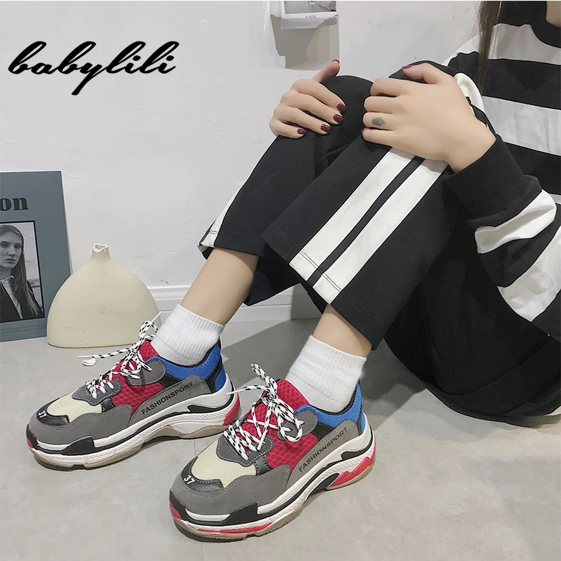 

2019 Summer Women Vulcanize Shoes Sneakers for Women Lace Up Soft Breathable Mesh Women's Casual Sneaker Platform Women Sports
