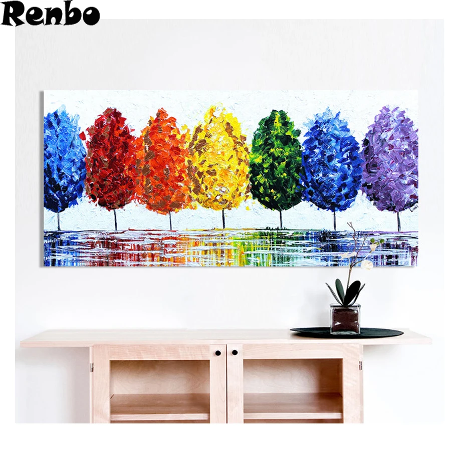 Full Square Diamond 5D DIY Diamond Painting Hand painted Rainbow Tree