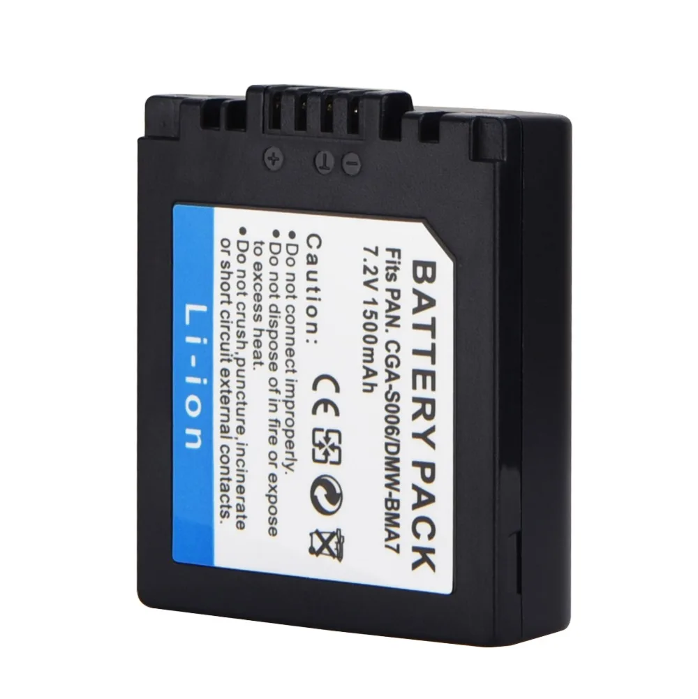 7 2V 1500mAH CGA S006E Li ion Digital Camera Battery For Panasonic DMC FZ7 FZ8