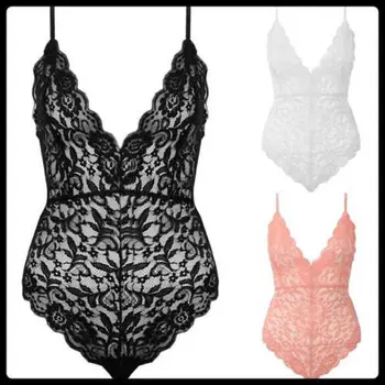 

New Strappy Plunge V Neck Full Lace Cross Back Bodysuit Bodycon Stretch Sexy Top