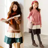 Thick 2019 Autumn Girls Dresses with Velvet Kids Warm Long Sleeve Dress Baby Girls Casual Clothes Kids Dresses for Girls, #4006