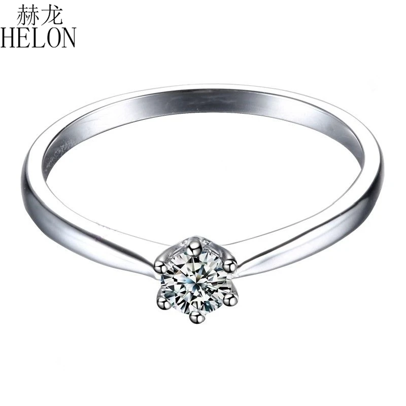 Женское Обручальное Кольцо HELON Solid 14 K белое золото обручальное кольцо Moissanite lab