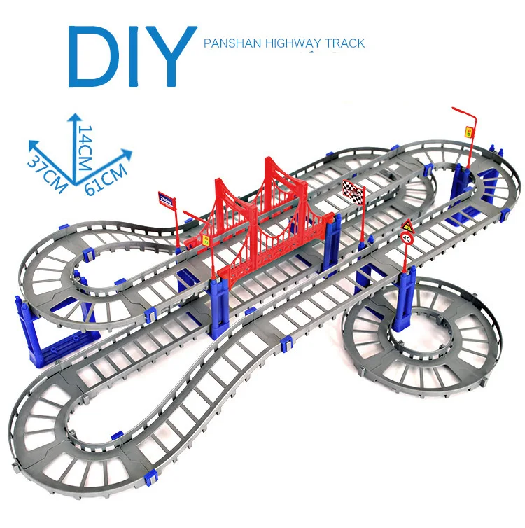 88 шт./компл. 3D DIY трек Электрический Железнодорожный вагон роторная модель здания набор комплектов поезд трек слот игрушка для обучения гоночных орбит автомобилей