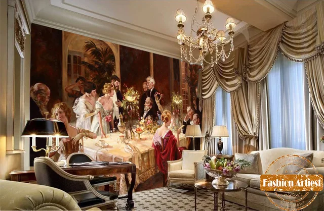 Custom vintage oil painting wallpaper mural Europe