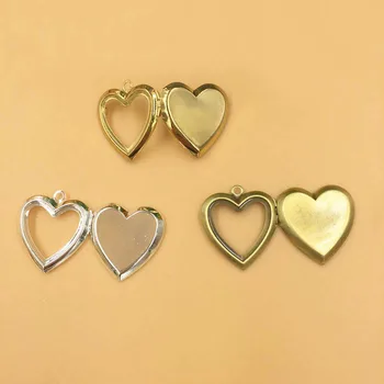 

20*4mm Photo Locket Frame Pendant Filigree Heart Charms Findings DIY Making Multi-color Plated Brass Metal