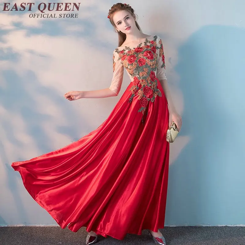 Китайские Восточные Платья Восточный вечер платье вышивка цветок Элегантное женское платье для свадьбы Вечерние AA2596 YQ