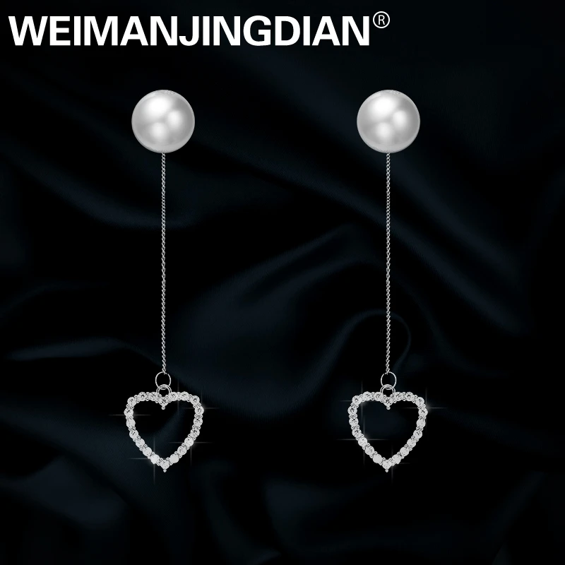 WEIMANJINGDIAN длинные капли Ассорти Сердце/звезда/круглый фианит CZ висящие Сережки для