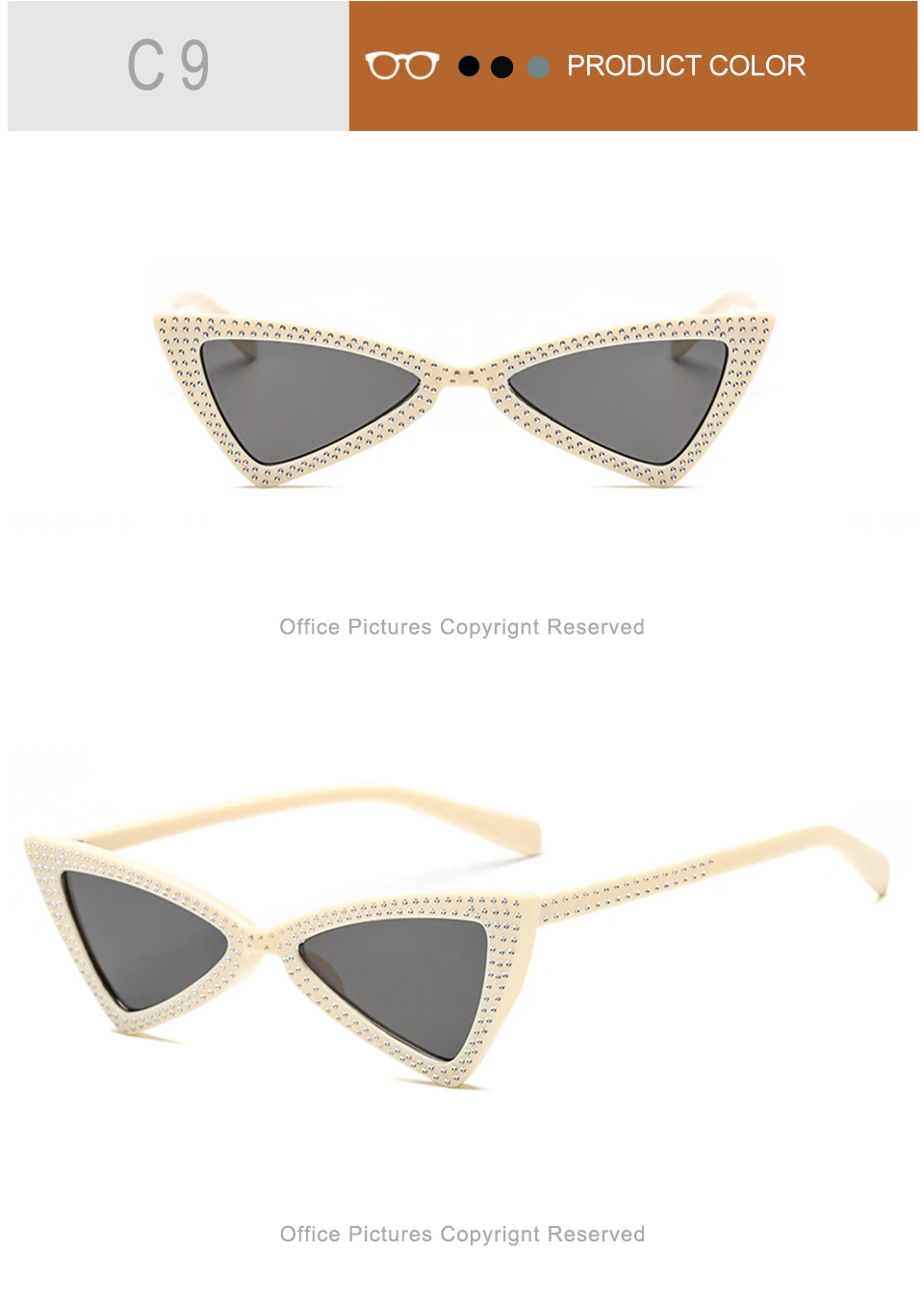 jumlai Fashion Cute Sexy Ladies Triangular type Cat Eye Sunglasses Women Vintage Brand Small Sun Glasses Female (12)