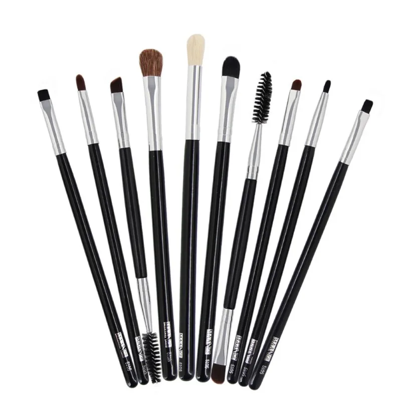 10pcs Eyes Makeup Brushes Set Power Eye Shadow Brow Lash Liner Lip