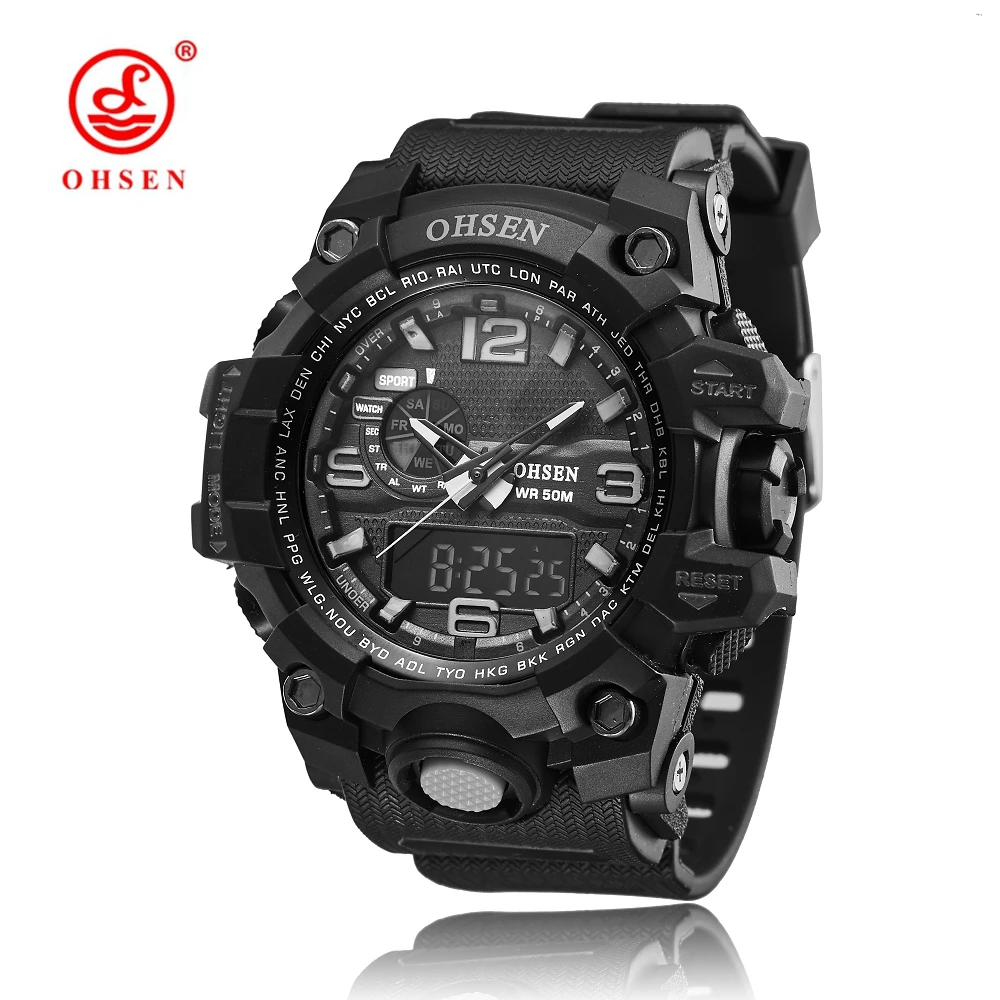 OHSEN цифровые часы бренда relojes para hombre мужские кварцевые военные спортивные