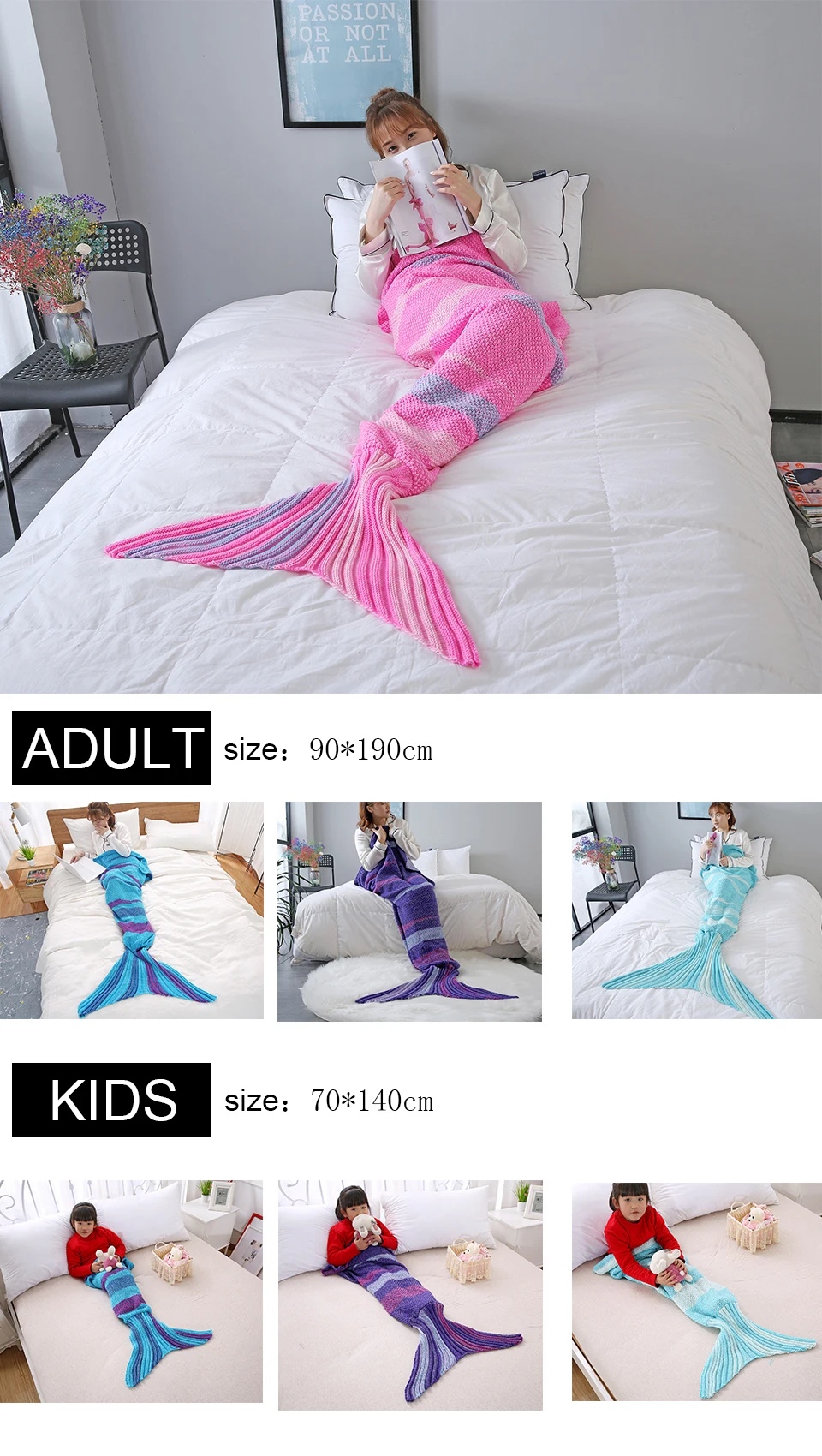 Liv-Esthete модное розовое Покрывало «хвост русалки» для взрослых и детей, Детский диван-кровать с ТВ, вязаные спальные мешки ручной работы, подарочное одеяло