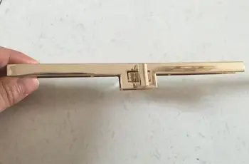 

Bag edge metal strip with turn lock, Gold metal bag bar with twist lock, hand bag edge metal accessory, handcase bar lock