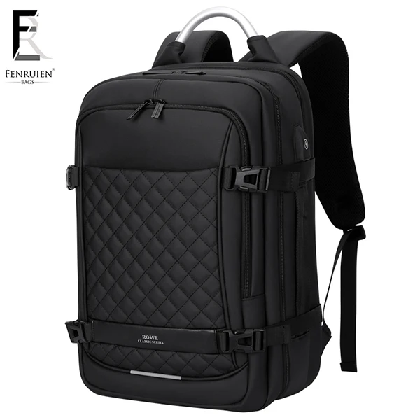 FRN Laptop Backpack 15.6 inch Men's Travel Bags Multifunction Rucksack Waterproof Oxford Black Computer Backpacks For Men - Цвет: Черный