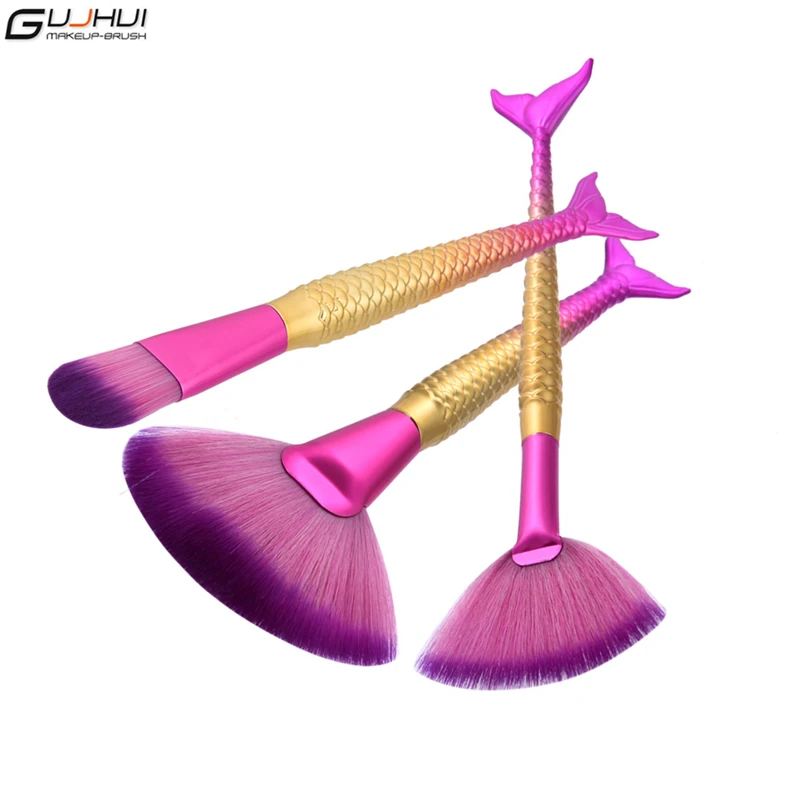 Professional 3pcs Soft Makeup Large Fan Brush Blush Powder Foundation