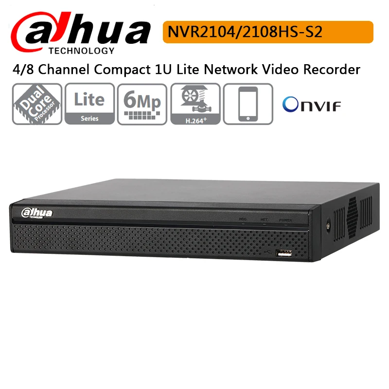 

Original Dahua 4CH 8CH NVR2104HS-S2 NVR2108HS-S2 Compact 1U Lite Network Video Recorder Up to 6Mp resolution preview&playback