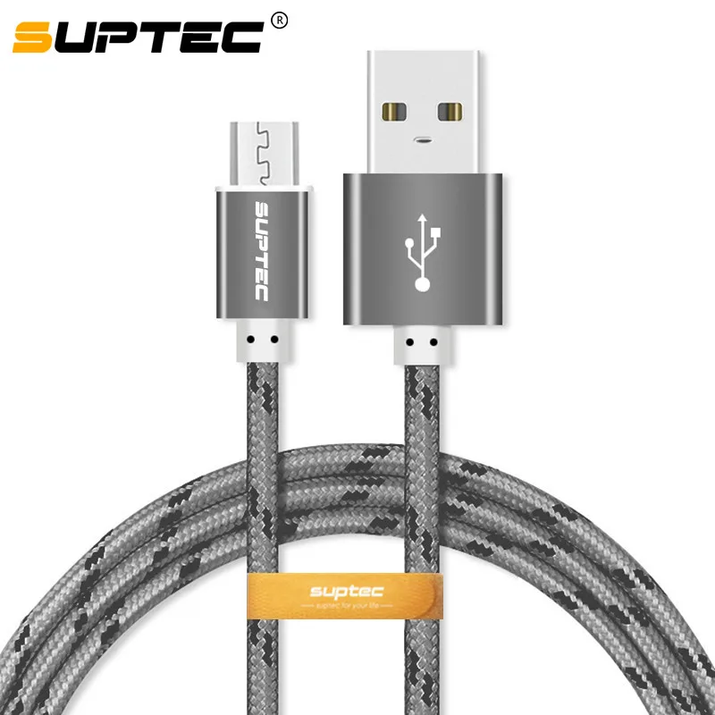 SUPTEC 2 m/3 m النايلون مضفر 2.4A سريع مزامنة بيانات كابل شحن سامسونج هواوي Xiaomi LG Andriod سلك Microusb الهاتف المحمول الكابلات