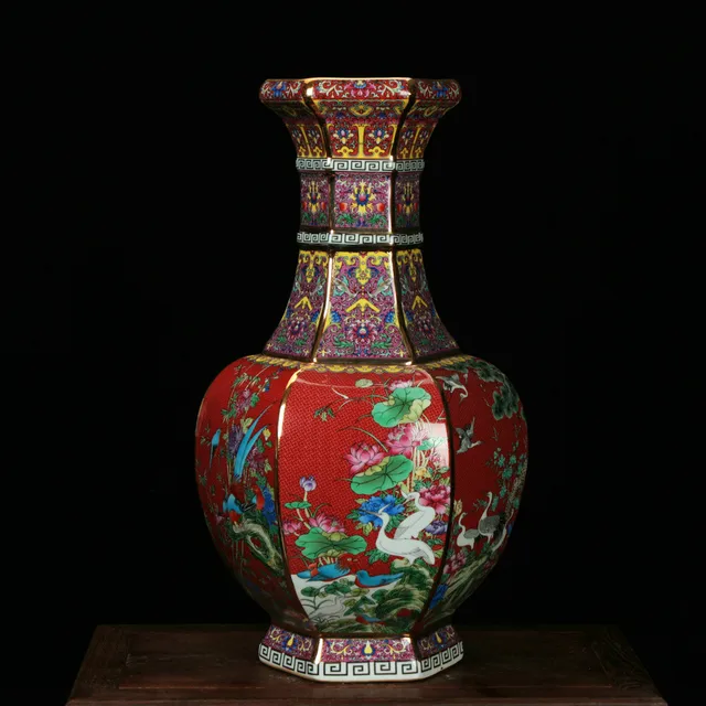 Antique Palace Restoring Jingdezhen Handmade Sculpture ceramic-decorative-vase Collection Qing qian long Porcelain Flower Vase 3