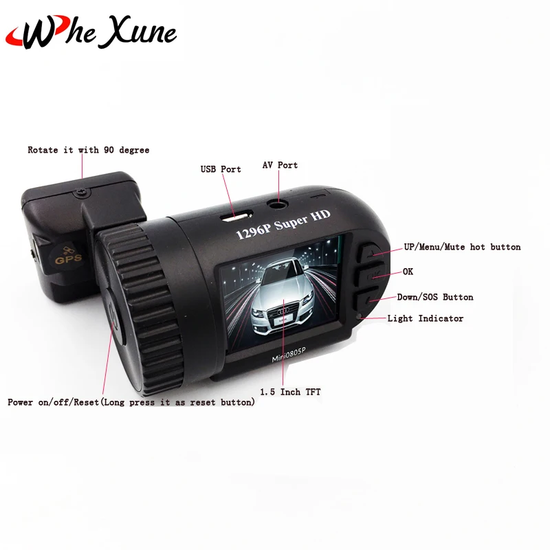 Whexune Mini 0805 1080 P Full HD GPS видео Регистраторы автомобиля Камера видеорегистратор Ambarella