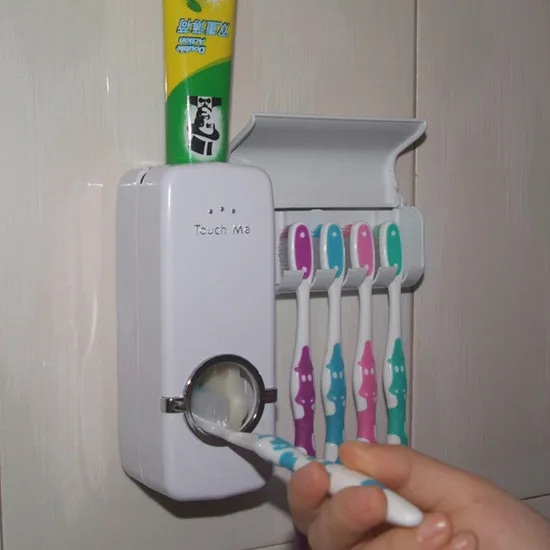 Автоматический диспенсер для зубной пасты 5 держатель для зубной щетки набор настенная подставка для зубной щетки, семейный держатель для зубной щетки для ванной комнаты