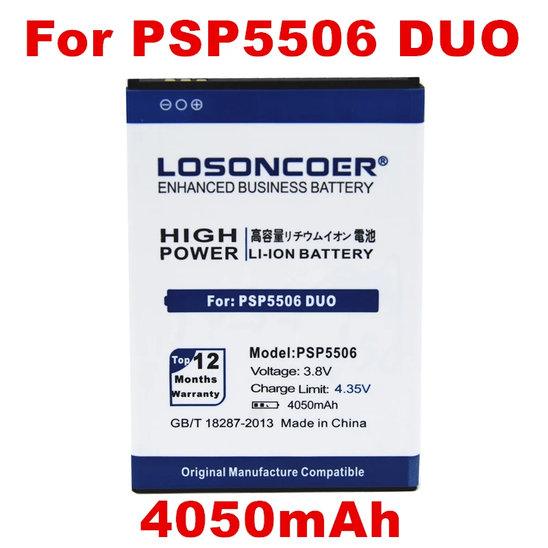 

LOSONCOER 4050mAh PSP5506 Batteries For Prestigio Grace Q5 PSP5506DUO PSP5506 PSP 5506 DUO Mobile Phone Battery+Tracking Number