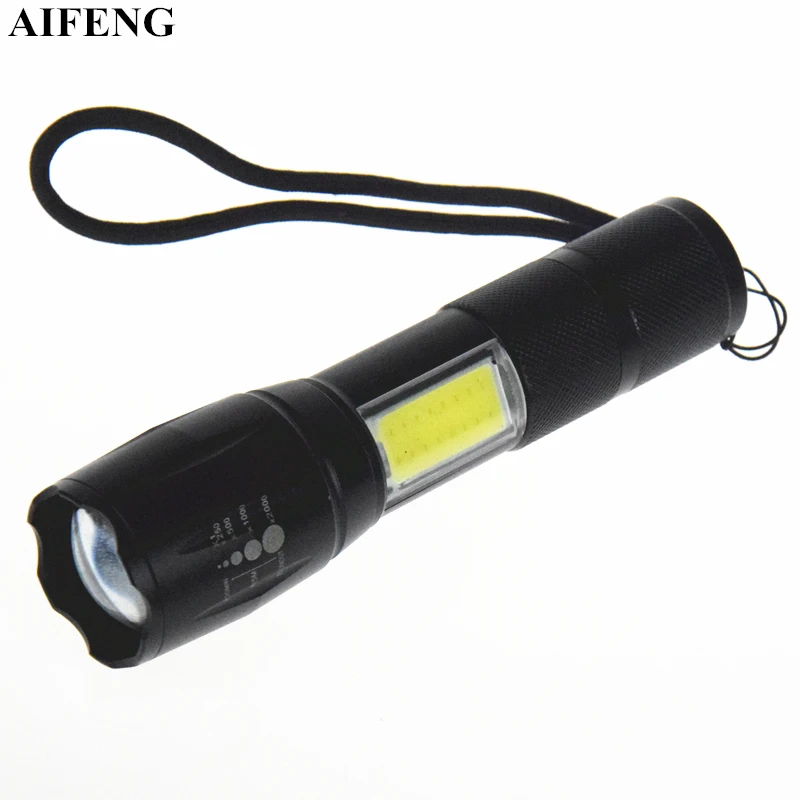 

AIFENG Portable Handy Powerful T6 Led Flashlight 18650 COB Torch Light Zoomable Led Flashlight 4Mode For Reading Camping Hunting