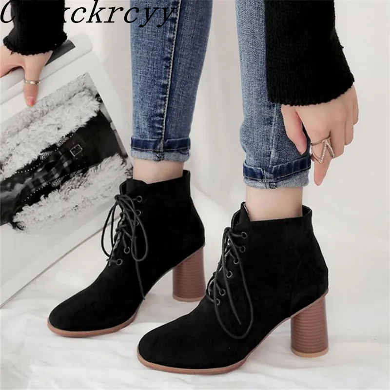 

Women Boots winter New pattern fashion Round heel Women Boots Simplicity overlapping Bandage Cashmere Keep warm Martin boots