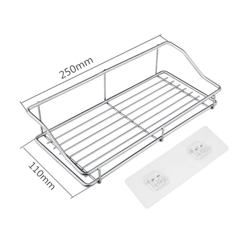 Ванная комната полка органайзер для хранения кухонная стойка с бесследный прозрачный клей без для сверления, из нержавеющей стали