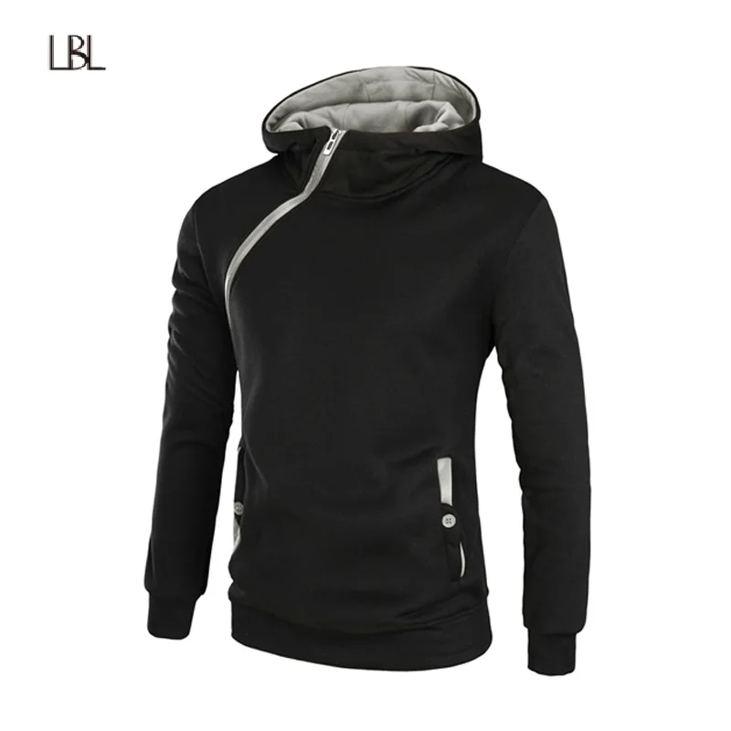 Buy Casual Hoodies Men Diagonal Zipper Hooded