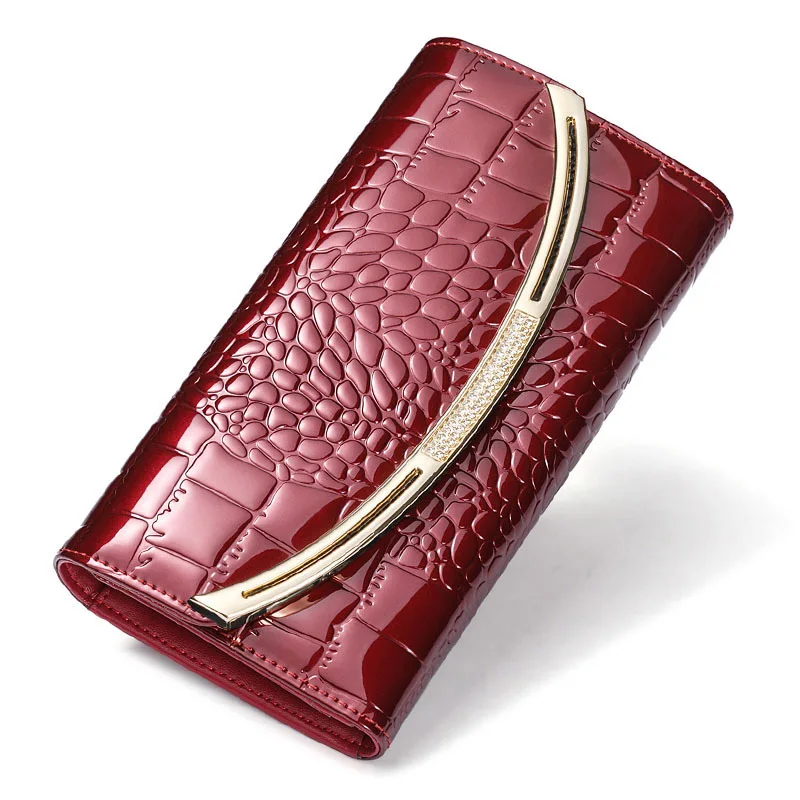 

Luxury Genuine Leather Wallet Women 2019 Long Designer Ladies Wallets Female Purse Clutch Bag 3 Fold Cowhide Cell Phone Wallet