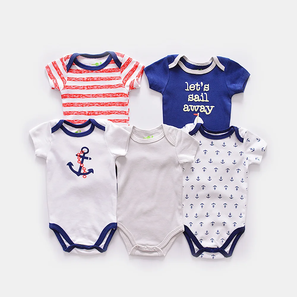 

5PCS Newborn Onesize Baby Bodysuits Baby Clothes O-neck Toddle Cotton Jumpsuit Clothes Infant Short Sleevele Clothing Set
