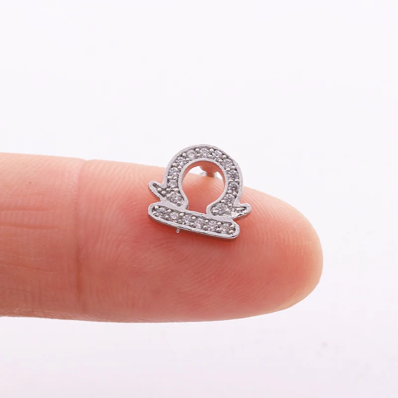 Sellsets, 1 шт., 16 г, сталь, 12 созвездий, CZ, сережка, спиральный для хряща, шпилька, для мужчин и женщин, Грач, серьги, пирсинг - Окраска металла: NO.7